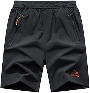 JINSHI Men's Outdoor Quick Dry Lightweight Sports Shorts Zipper Pockets (Grey,L)