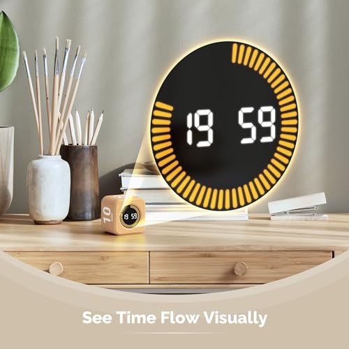 Image of KADAMS Timer Pomodoro - Productivity Pomodoro Cube, 5 /10 /25 /50 Min Countdown & Countup, Silent - for Work Study Workout Kitchen School Classroom Office ADHD Gift Kids (1, Light Mocha)