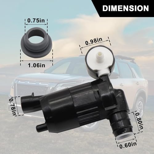 Image of SecosAutoparts Windshield Washer Pump 28920-3JA0A 289203JA0A 289103JA0B Compatible with Nissan Pathfinder 2013-2019, Fit for Infiniti QX60 JX35 2013-2021, 2-Pin Twin Outlet, Replace PUM812071 1WP0001
