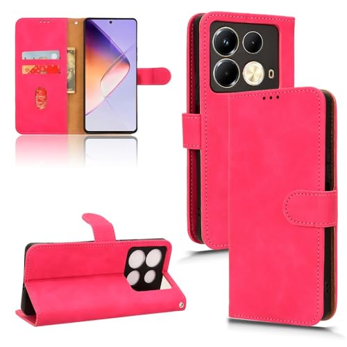 Housse Infinix Note 40 4G étui portefeuille chic en cuir PU durable rose red