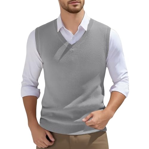 Men's Tank Tops Sleeveless Casual Knitted Vest for Spring Cool Wear Stylish V Neck Sweater Vest for Men