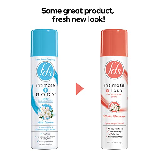 FDS Intimate Deodorant Spray All Day Freshness, White Blossom - 2 Ounce Bottle