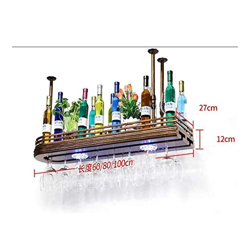 Botellero de madera colgante de 80x27 cm y vitrina industrial para copas 3