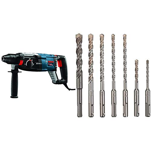Image of Bosch GBH2-28L 1-1 /8 inch SDS-plus Bulldog Xtreme Max Rotary Hammer and 7 Piece Carbide-Tipped SDS-plus Rotary Hammer Drill Bit Set with Storage Case HCK001
