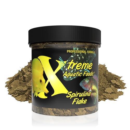 Xtreme Spirulina Flakes - Balanced Herbivorous Diet for Tropical and Marine Fish, Enhanced Health...
