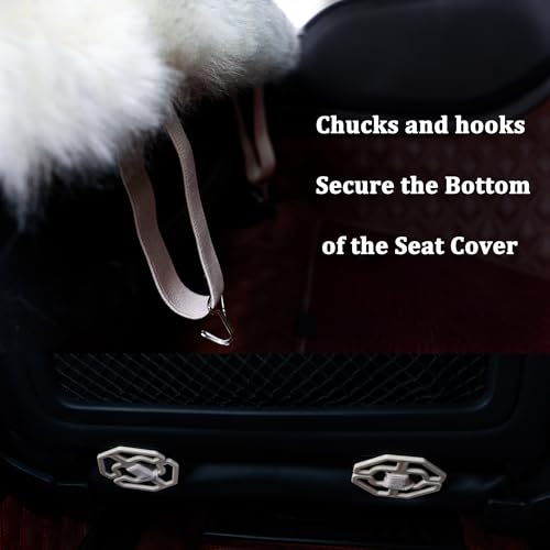 Image of AOGELAN Fluffy Sheepskin Car Seat Cover Long Wool Front Seat Cover Black