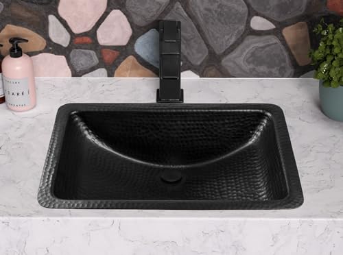 Monarch Abode 19195 Hand Hammered Black Venetian Dual Mount Bathroom Vanity Sink thumb #4