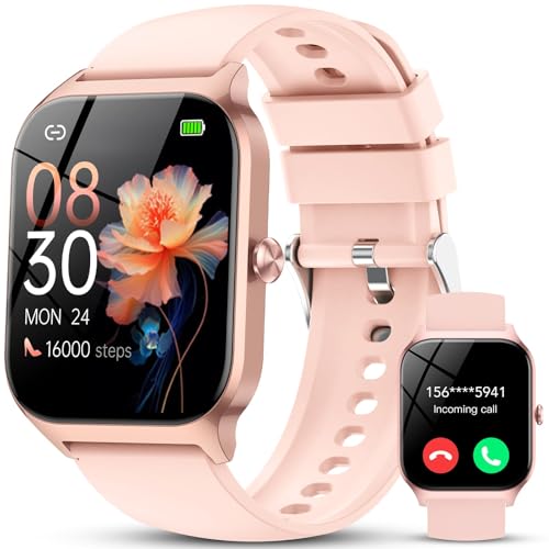 CASCHO Smartwatch Donna, 1.85'' Orologio Smartwatch Donna con Chiamate Bluetooth/Assistente Vocale AI, 115+ Sportive Smart Watch con Contapassi/Sonno/ Spo2/ Cardiofrequenzimetro, IP68 Rosa