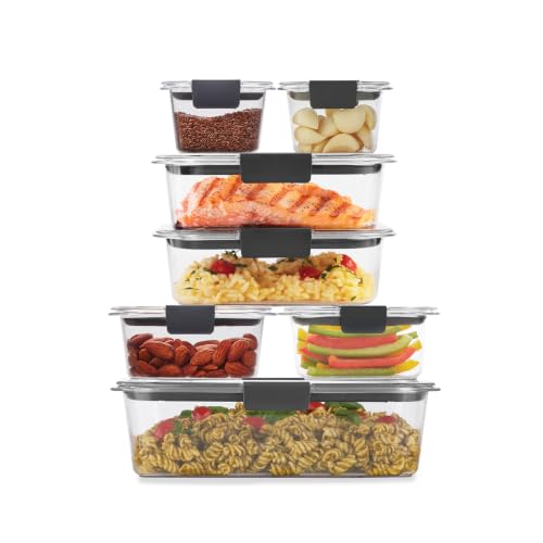 Rubbermaid Brilliance Food Storage Containers, 14 Piece Plastic Containers with Lids, BPA-Free, Leak Proof, Clear