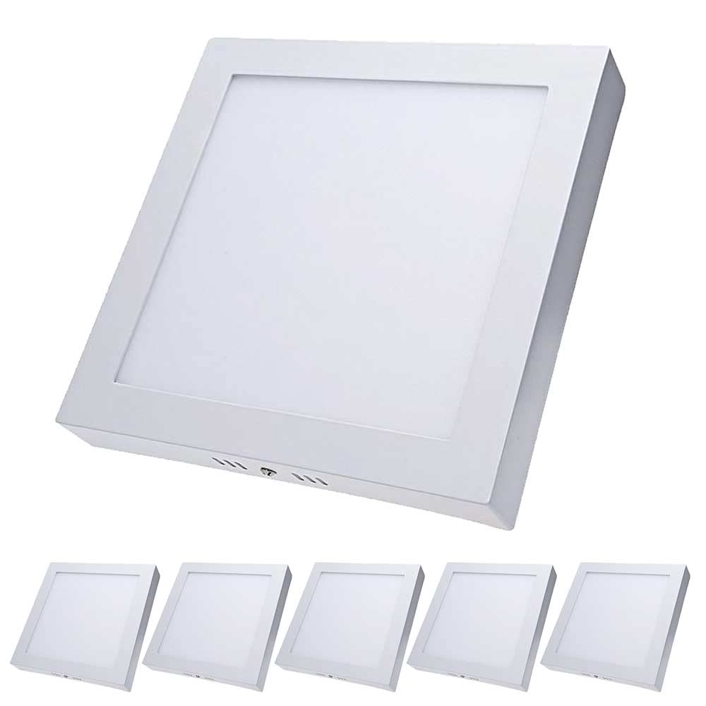 Manningham Lighting 10x Modern 24W Square LED Ceiling Light Surface Mounted Panel Daylight White 6500k Driver Included (10x LED Panels)