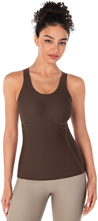 Fanka Body Sculpt Long Bra Tank Tops for Women with Light Support Removable Pads Seamless Contours