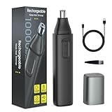 Lemenggo Nose Hair Trimmer for Men–10000 RPM, Black, 360 Rotating Dual-Blade Waterproof Nose Clippers, No Pull, Precision Cutting for Ear and Eyebrows, USB Rechargeable Easy to Clean