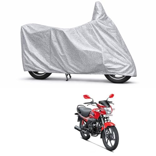 Image of 100% Waterproof Two Wheeler Body Cover Multi Layered Fabric Designed for Hero Passion | Belt Buckle Lock | Silver Mag