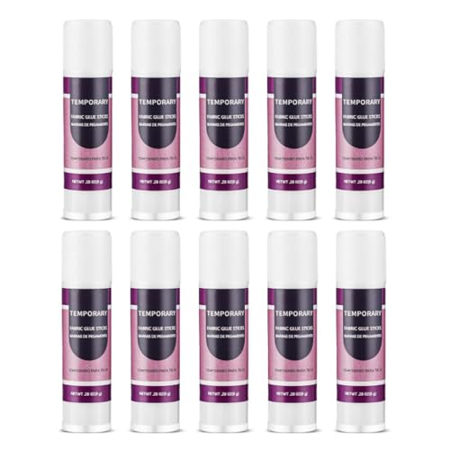 Chivertion 10 Pcs Temporary Fabric Glue 0.28 oz Water Soluble White Fabric Glue Stick for Quilting Man Woman Sewing and Craft and Home Use