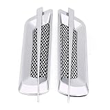 2Pcs Side Air Flow Grille,Car Side Air Flow Intake Grille Vent Net Hole Cover Decorative Sticker Universal(chrome silver)