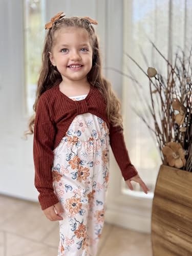 Image of HIHA Girls Sleeveless Jumpsuits Outfit Long Sleeve Twist Front Tops Romper Clothes Set Size 4-12