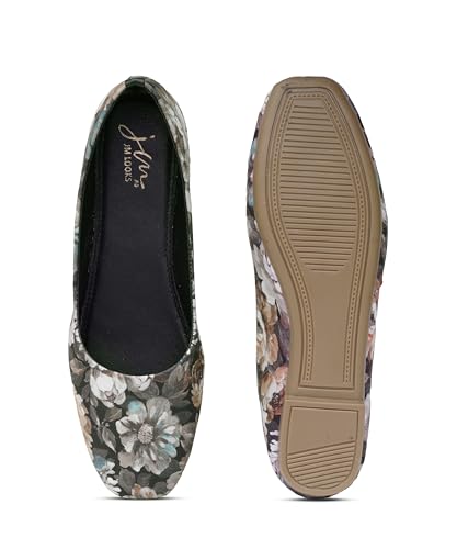 Image of JM LOOKS Elegant Women Floral Print Pointed Toe Ballerina Flats Comfort Walking Slip On Shoes