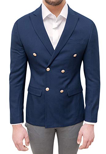 Chaqueta Evoga azul de costura vista doble pecho color turquesa XL