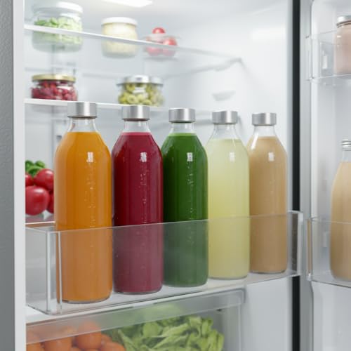 Image of Glassbunny Glass Water Bottle with Leak-Proof Airtight Stainless Steel Lid for Water, Smoothie, Juices Reusable Travel Drinking Fridge Bottle 800 ML