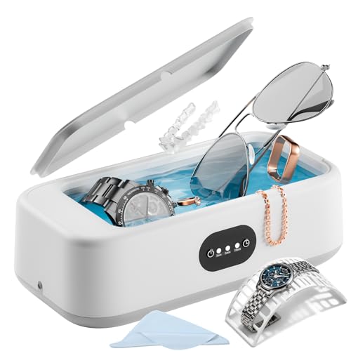Nettoyeur Ultrasons, Bac a Ultrason 640 ml, 49000HZ Nettoyeur Ultrason, Portable Ultrasonic Cleaner pour Lunettes, Bagues, Pièces de Monnaie, Prothèses...