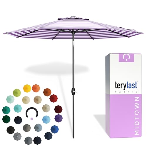 Image of The Lean Patio Umbrella (Terylast Fabric - Midtown Stripes, 10 Foot)