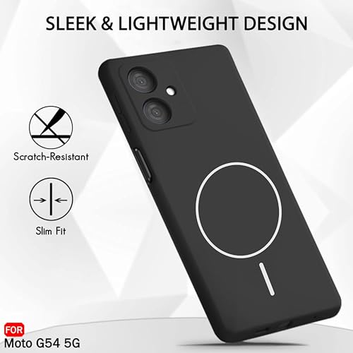 Image of TELECASE Silicone Back Cover Case for Motorola Moto G64 5G / Motorola Moto G54 5G | Soft Micro-Fibre Lining Inside | Magsafe Print On Back Side Camera Protection Bump | Shockproof Case (Black)