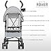 Dream On Me Rover Convenience Baby Stroller – Lightweight & Compact Travel Umbrella Stroller, Quick One-Hand Fold, Lockable Rear Wheels, Adjustable Canopy, 3-Point Safety Harness & Cup Holder – Grey