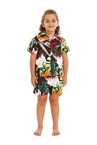 Image of Boys' Aloha Shirt Cabana Set in Signature Prints | Button Front Shirt; Soft Rayon Fabric; Signature Tropical Prints; Lightweight Comfort; Vacation Ready