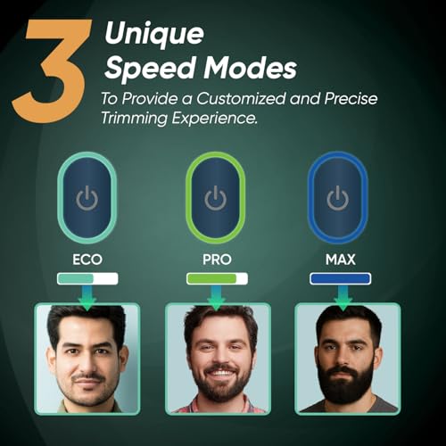 Vega SmartOne S3 Beard Trimmer for Men with AI SmartTrim Technology, USB Type C, Titanium Blade,160 mins Runtime, IPX7 Waterproof & 40 Length Settings, Shaving Machine, Travel Lock, Green, (VHTH-36)