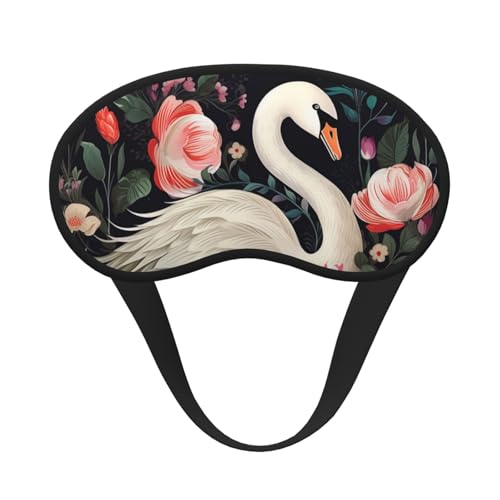 花柄スワンスリープマスク 横向き寝用 遮光ナイトマスク 睡眠用アイマスク レディース メンズ アイカバー ソフトで快適なアイシェード 旅行 昼寝
