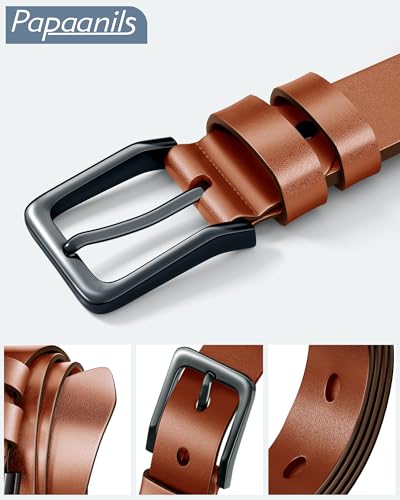 Image of Mens Dress Belt,Genuine Casual Leather Belts for Men 1.5 inch Width
