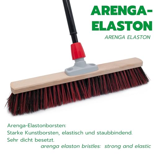Novaliv Straßenbesen Set 50 cm I Besen Kehrblech mit Gummilippe und Handfeger Arenga-Elaston schwarz-rot – Bild 3