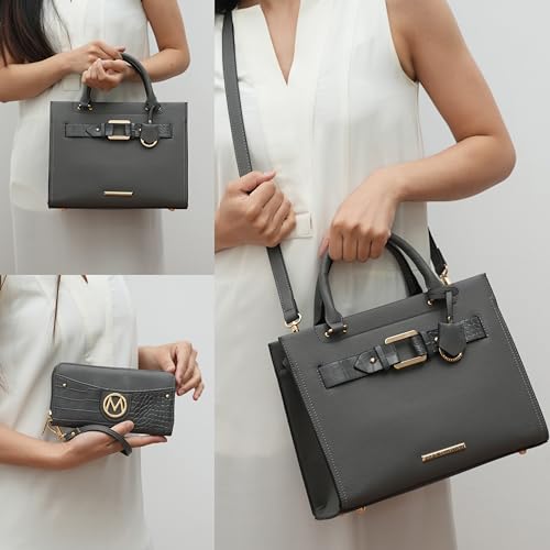 Image of MKF Collection Crossbody Tote Bag for Women & Wristlet Wallet Purse Set - PU Leather Top-Handle Satchel Shoulder Handbag