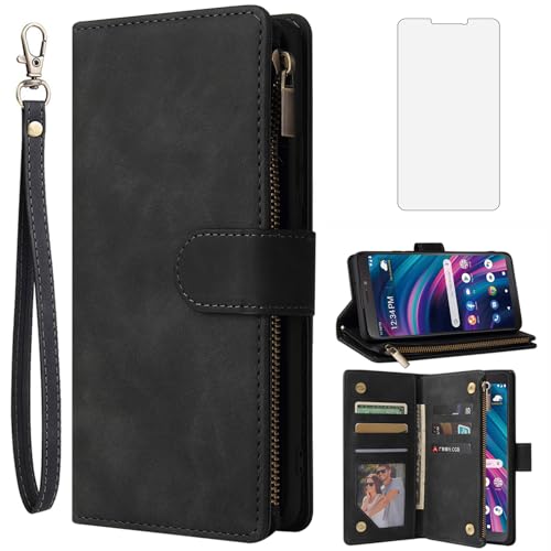 Étui pour Tracfone BLU View 3 Asuwish protection portefeuille en cuir avec porte-cartes