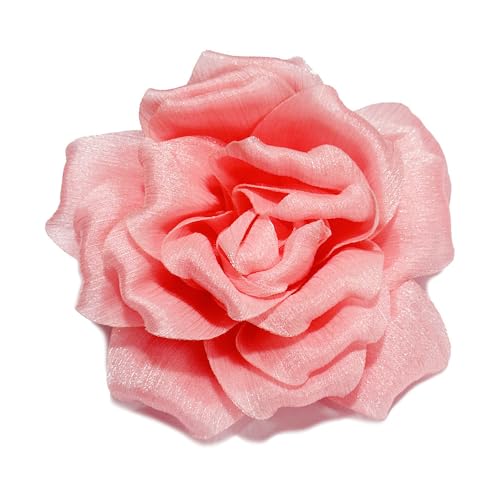 Image of Flash Camellia Flower Brooch Pin for Women Men Elegant Texture Fabric Dahlia Rose Floral Brooches Lapel Pins Dainty Wedding Holiday Party Costume Dress Accessories Jewelry