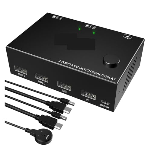 Conmutador KVM 2 entradas dual para controlar dos ordenadores y portátiles 2