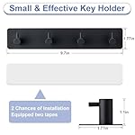 Key Holder with 4 Hooks,Key Hanger Organizer for Wall Mount with 2 Self-Adhesive Tapes,Metal Key Rack for Entryway, Door, Bathroom, Kitchen(Black) - Image 2