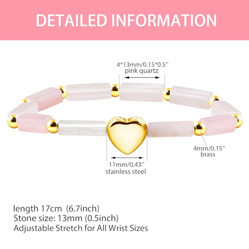 Image of Cuboid Love Elastic Bracelet, Crystal Energy Stone Anxiety Relief Yoga Jewelry for Women Male (Heart-shaped Charm Can Be Customized Name)