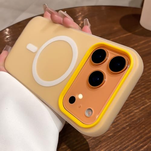 Coque silicone iPhone 17 Pro Max avec protection camera et anti-trace jaune