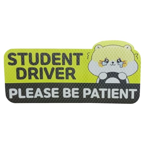 Image of Student Driver Car Magnet, Please Be Patient Reflective Magnetic Sticker, Removable New Driver Magnet Car Bumper Sticker, Cute Cartoon Pattern Safety Warning Sign for New Drivers (Kitten 2)