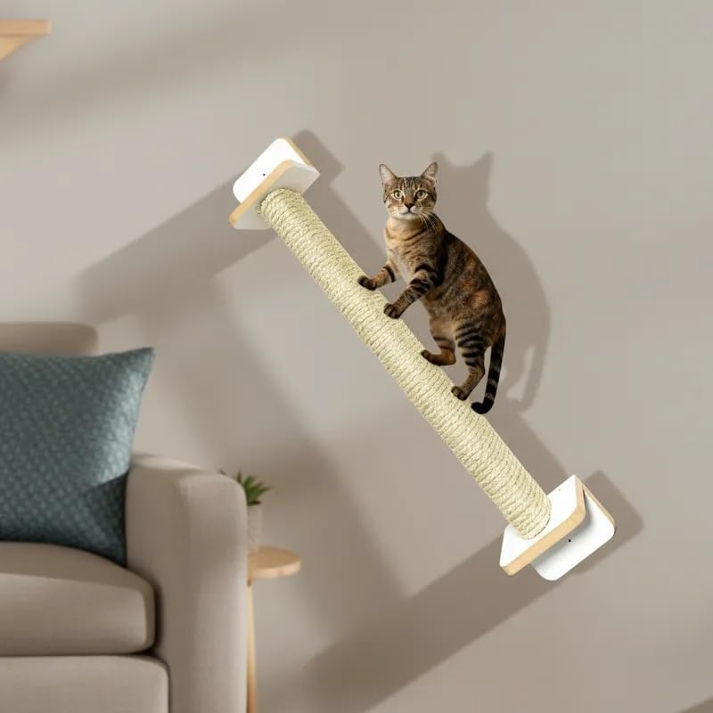 Arranhador para Gatos Passarela 80cm de Parede Horizontal, Sisal Natural 8mm, MDF 15mm