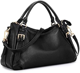 Kattee Women's Soft Genuine Leather Satchel Purses Top Handle Crossbody Bags Ladies Designer Medium Size Hobo Handbags