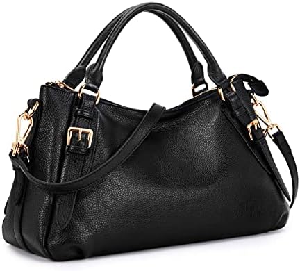 Kattee Women's Soft Genuine Leather Satchel Purses Top Handle Crossbody Bags Ladies Designer Medium Size Hobo Handbags