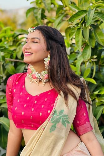 Image of SGF11 Women's Kanjivaram Soft Cotton Linen Silk Saree With Blouse Piece
