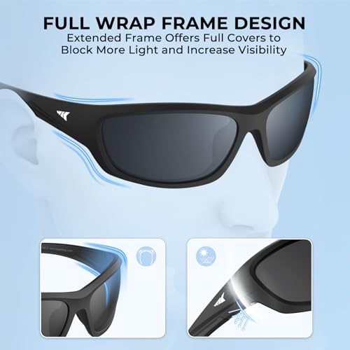 Image of KastKing Hiwassee Polarized Sport Sunglasses for Men and Women, Wrap Sunglasses for Fishing Cycling and Running,UV Protection