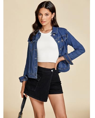 Vetinee Jacke Herbst Damen Jacke Frühling Damen Blau Größe XL Passt für EU 46-48