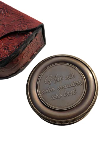 Brújula de Bolsillo Náutica de Latón Grabada Vintage miniatura 5