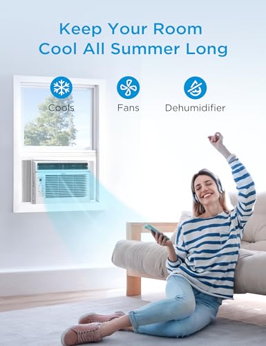 Image of Midea 6,000 BTU Window Air Conditioner, 3-in-1 Cool /Fan /Dehumidifier Window AC Unit, Easycool Air Conditioner with Remote Control, Cools up to 250 Sq. Ft., Fits bedroom, study, office