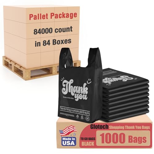 Glotoch 84000 Count Black Plastic Thank You Shopping T-shirt Bags
