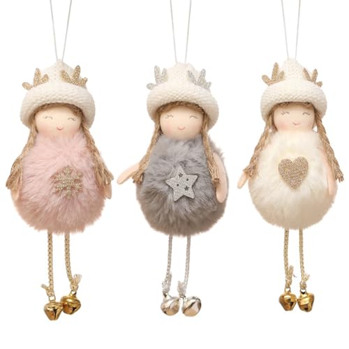 Wanlxc 3 Pieces Christmas Hanging Decoration Xmas Tree Ornaments Snow Angel Plush Ornament Pendants Xmas Decorations Tree Hanging Ornaments Christmas Crafts Elf Decorations